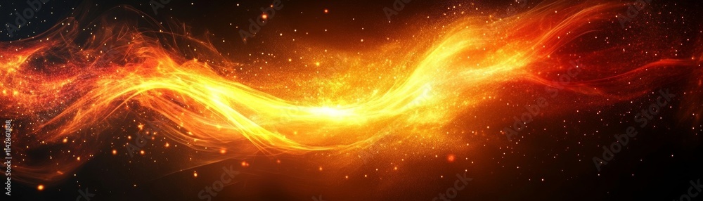 Poster a vibrant wave of fiery colors and sparkles, creating a dynamic abstract background for creative pro
