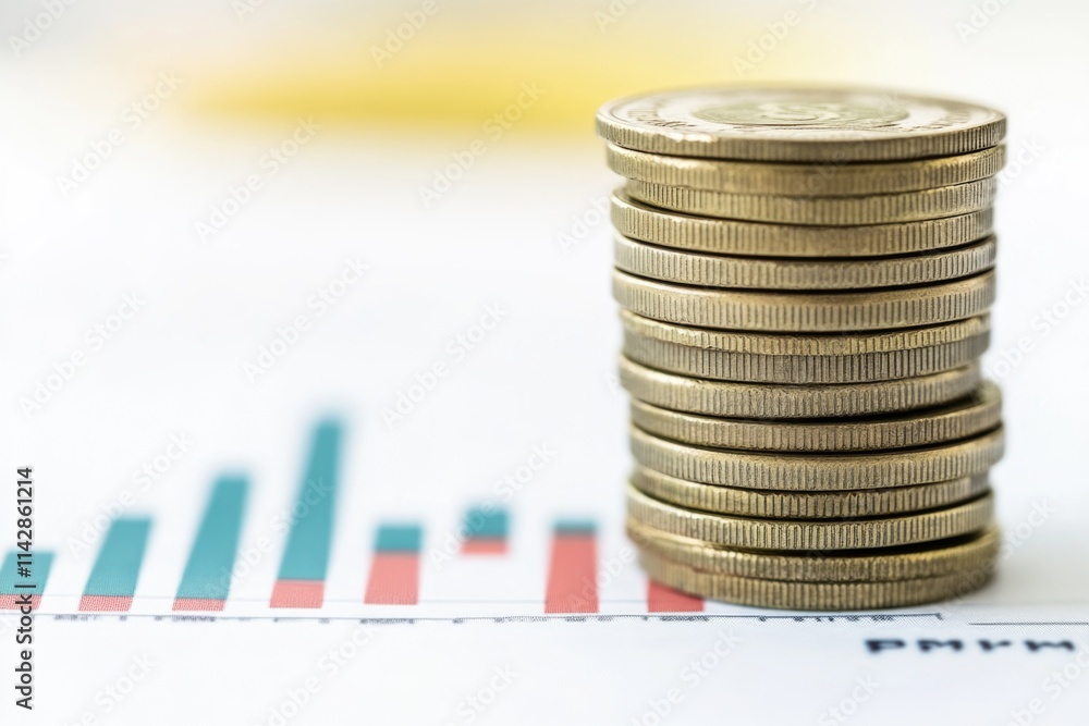 Aufkleber a pile of coins resting on a flat surface, perfect for financial or transaction-related concepts