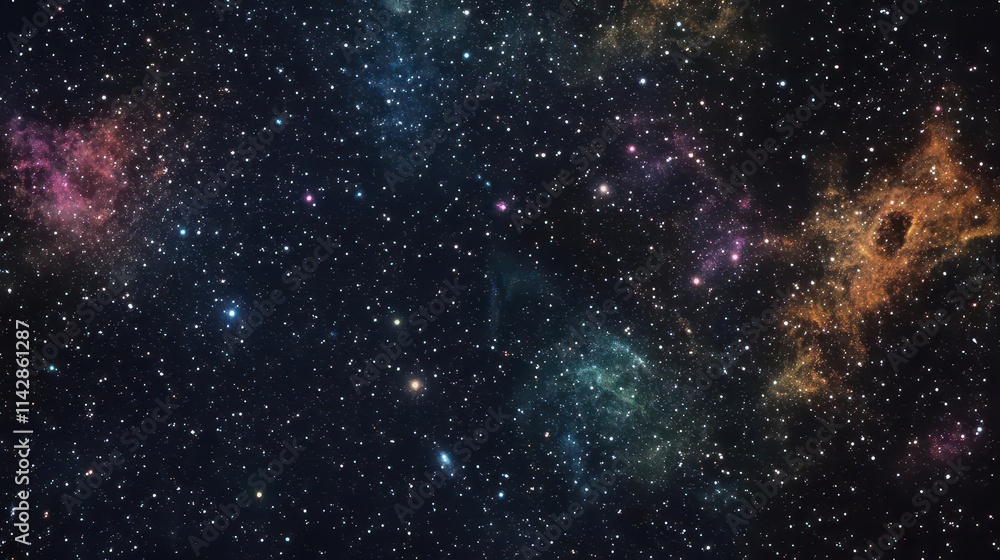 Poster cosmic display of galaxies and stars twinkling in the vastness of space, showcasing vibrant colors a