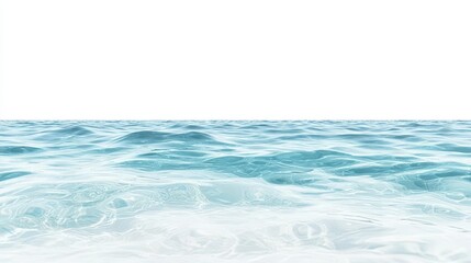 Obraz premium crystal clear ocean water surface, isolated on a white background, showcasing tranquil blue hues and gentle ripples, offering a calming and serene visual experience