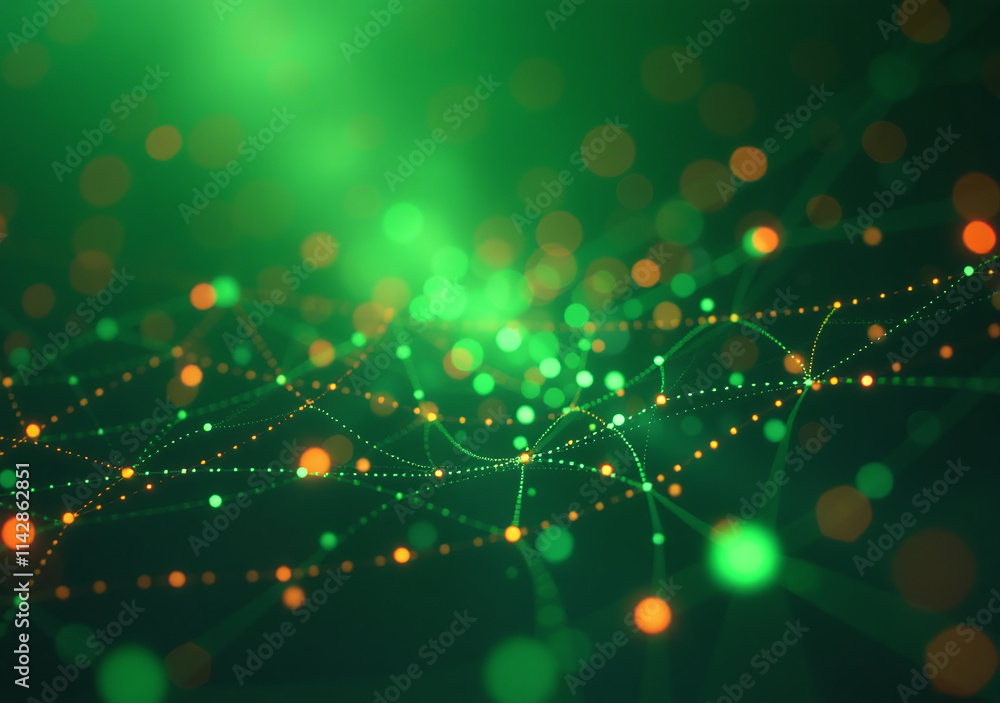 Poster colorful dots lines form dynamic web moves perspective varying shades