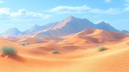 Naklejka premium Desert landscape with majestic mountains under a clear sky