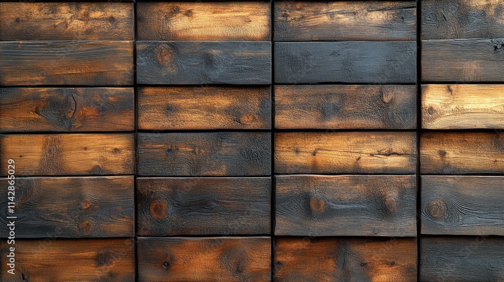 Poster a close-up view of a wooden wall with intricate details and textures