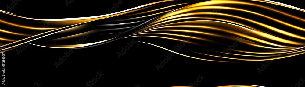 Poster abstract waves of gold and black create a stunning visual backdrop for creative projects and designs