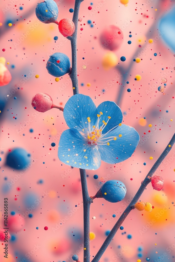 Poster a small, delicate flower is seen in close-up on its stem in this image