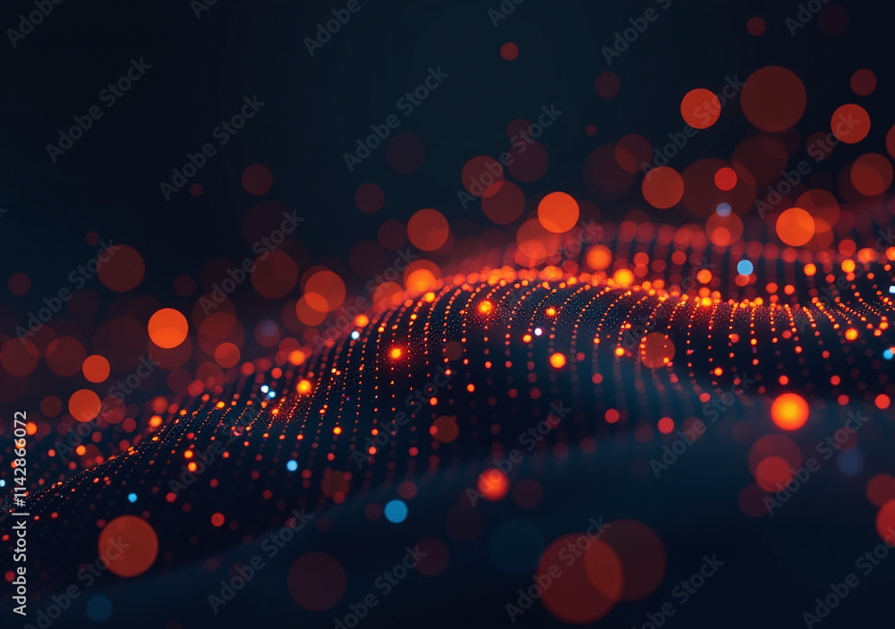 Aufkleber digital orange circles dark tech background hint abstract innovation modern vector illustration
