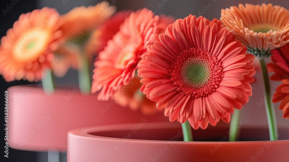 Poster a detailed view of a vase filled with flowers, suitable for editorial use or as a decorative element