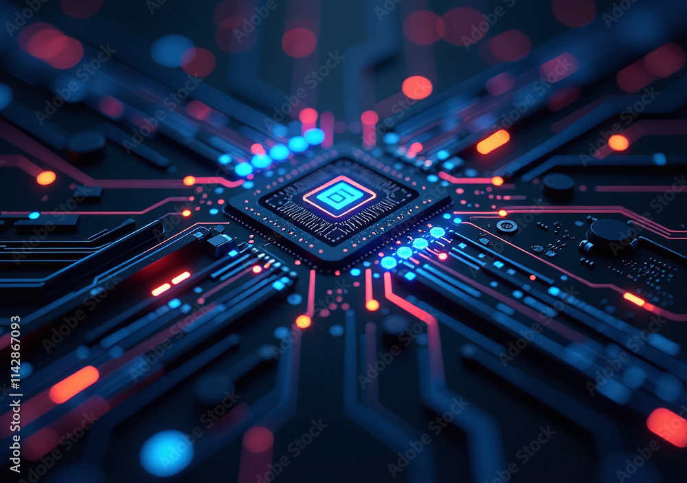 Poster electronic circuits form modern futuristic background digital components advanced technology design