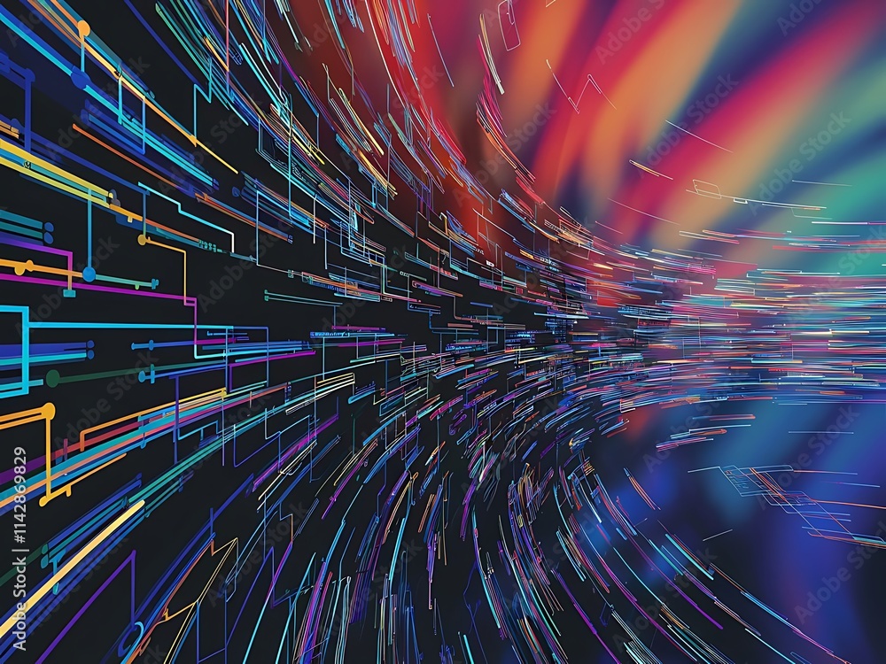Poster abstract colorful lines vector background internet big data and technology connections concept abstr