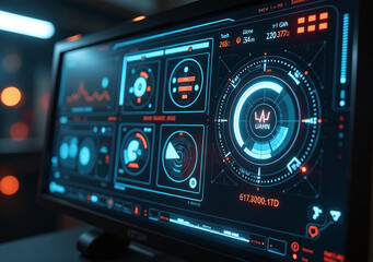 Obraz premium future tech elements enhance hud display futuristic environment advanced special