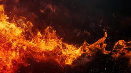 isolated flames dancing against a stark black background, capturing the essence of fire in a dramatic and striking composition, emphasizing warmth and energy