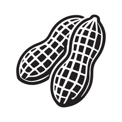 Silhouette Illustration of Two Peanuts in Shells