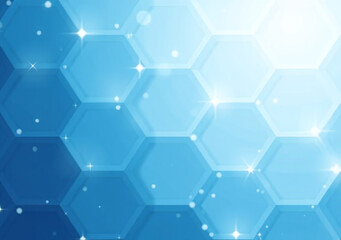 geometric hexagons blue white abstract vector