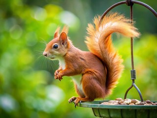 Red Squirrel Feeder Photo: Rule of Thirds Composition, Wildlife Photography, Nature Image