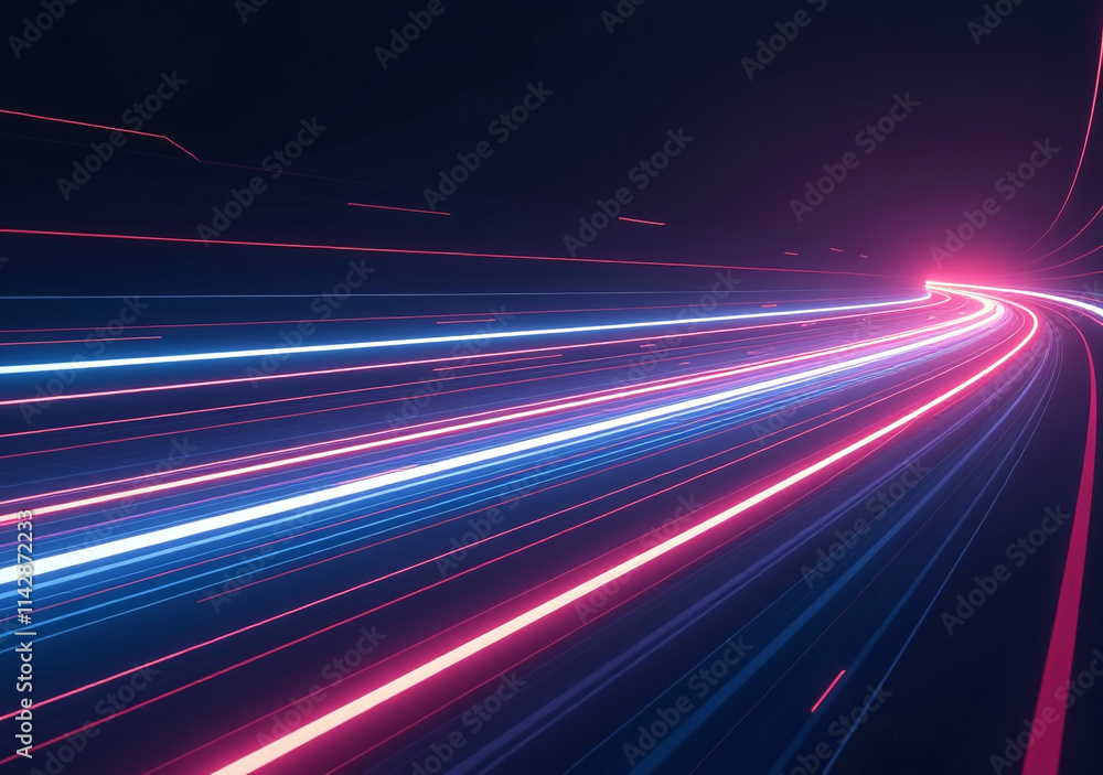 Poster glowing lines sleek curves create futuristic motion speed high tech feel dynamic visual