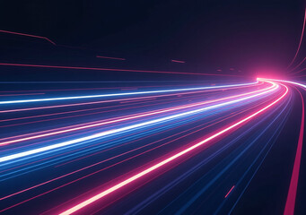 Obraz premium glowing lines sleek curves create futuristic motion speed high tech feel dynamic visual