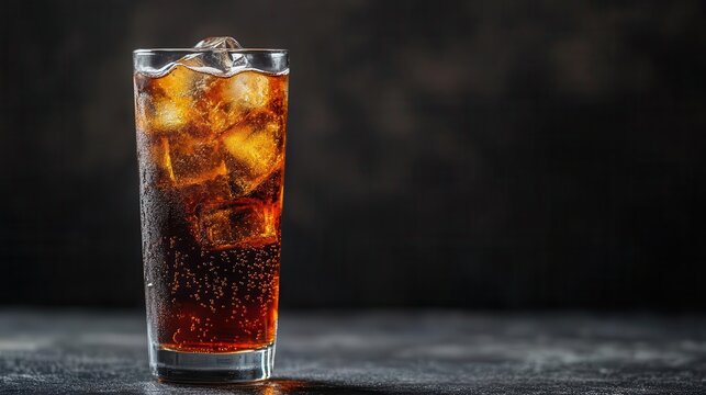 refreshing jack and coke cocktail presented in an elegant glass, showcasing the vibrant colors and enticing texture of this classic mixed drink against a minimalist backdrop