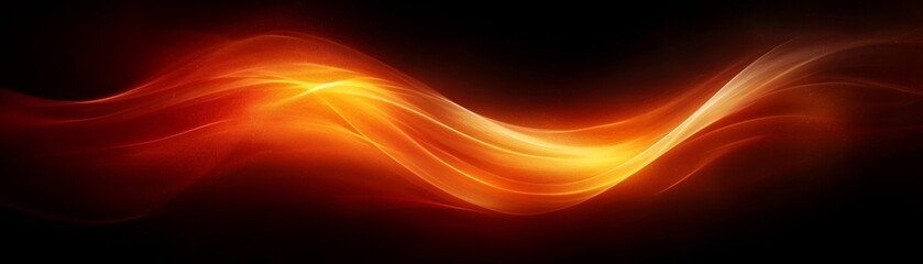 Vibrant orange and red waves of light create a dynamic abstract background, ideal for creative projects.