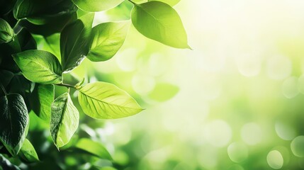 Obraz premium lush green leaves forming an eco-friendly backdrop, with space for inspirational text highlighting sustainability