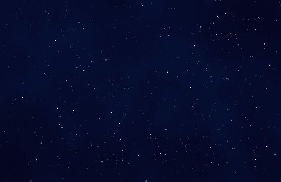 Dark night sky background with white specks. Abstract cosmic view. Suitable for posters space themed designs. Dark blue tones create mysterious atmosphere. Perfect for wallpaper graphic projects.