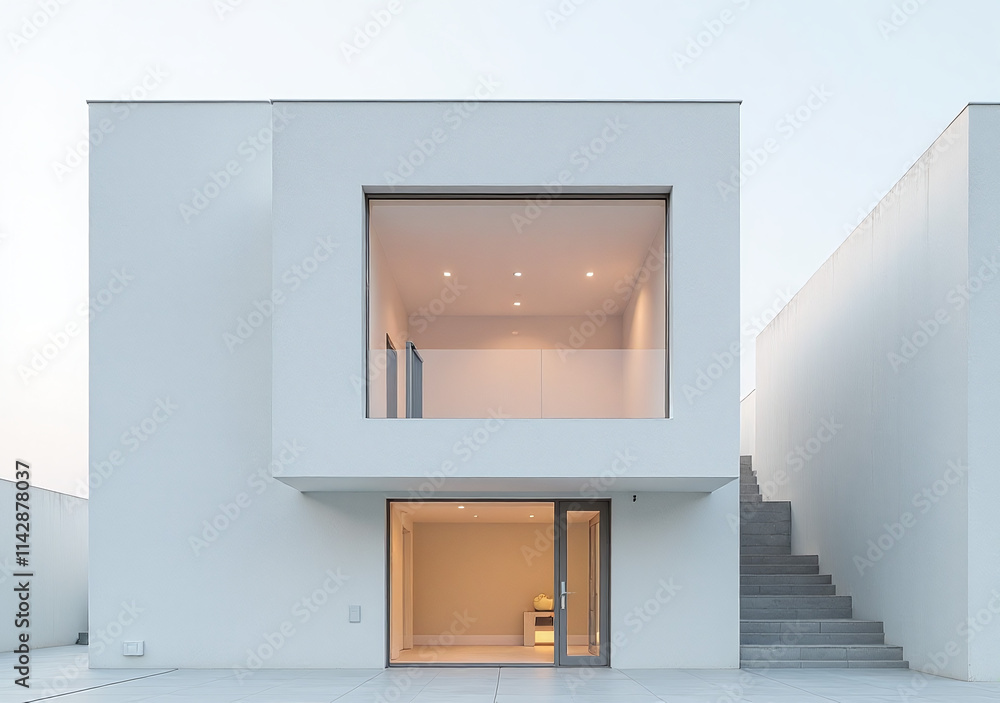 Poster minimalist building features modern geometric window design abstract architectural