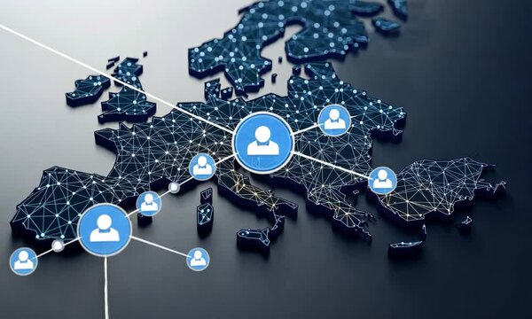 A detailed analysis of digital networking and connectivity in Europe, highlighting key regions and their influence on communication