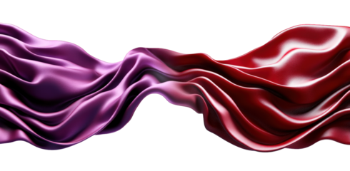 abstract flowing fabric in red and purple colors. isolated on transparent background