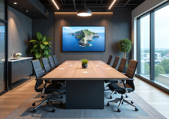modern corporate space features advanced technology sleek design elements efficient meetings