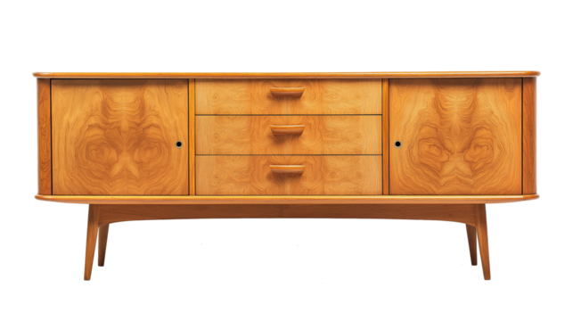 Mid century sideboard isolated on white background