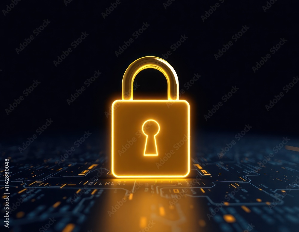 Aufkleber glowing digital padlock cybersecurity, data protection. secure tech concept for privacy, trust in di