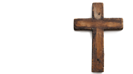 wooden cross on a white background