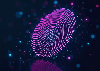 neon digital fingerprints generated using artificial intelligence technology illustrate secure digital identity verification