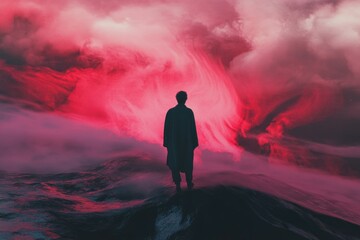 Obraz premium A person riding a massive ocean wave