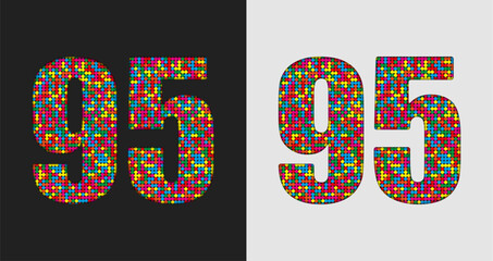 Bubble number - 95. Glitter figure of colored dots