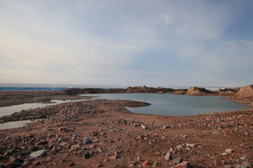 One of the small islands of the Isisoyane group in the Svalbard archipelago