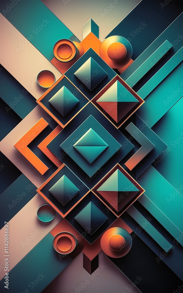 Poster abstract background hand drawn geometric shape square circle and triangle craft business concept tem