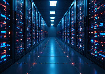 Obraz premium servers process massive amounts data network storage systems using artificial intelligence generated solutions