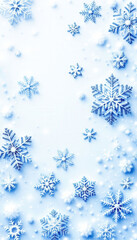 Snowflake patterns in frosty blue tones adorn a soft white background, creating a delicate and whimsical design perfect for winter-themed visuals.