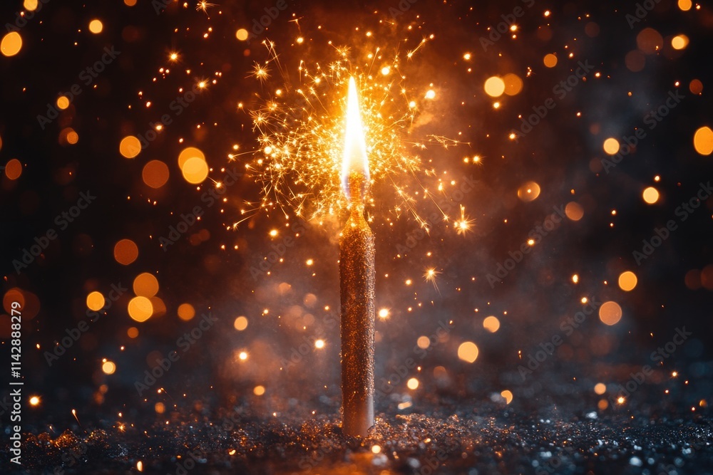 Poster a sparkler lit up in the dark, ideal for capturing a moment or adding drama to an image