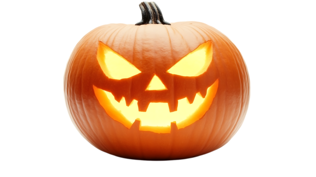 Halloween pumpkin isolated on white or transparent background.