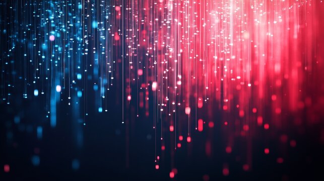 Vibrant abstract background with red and blue light streaks creating a dynamic digital atmosphere.