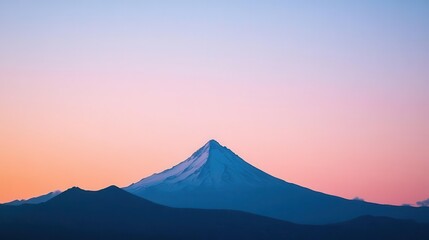 Fototapeta premium minimalist design features a solitary mountain peak against a stunning gradient sky, creating a serene and breathtaking visual that captures the beauty of nature in its purest form