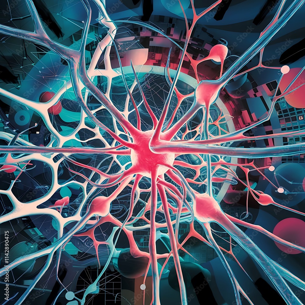 Poster neural network or abstract technological background internet connection illustration science and tec