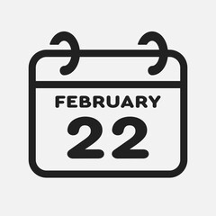 Icon page calendar day - 22 February