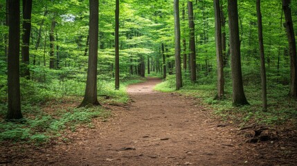 Fototapeta premium Scenic Walking Trail Through Dense Woods