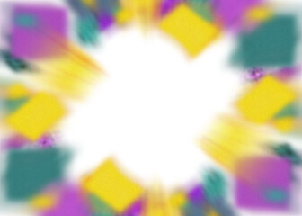An abstract transparent iridescent color blur burst design element.