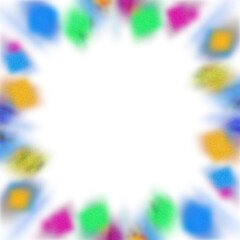 An abstract transparent iridescent color blur burst design element.