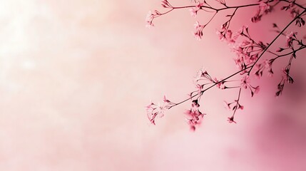 Delicate Pink Blossoms on a Branch Against a Soft Background