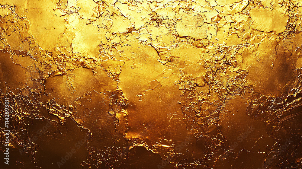 Poster the surface is covered with a golden texture. it looks like a thick layer of paint or plaster with a