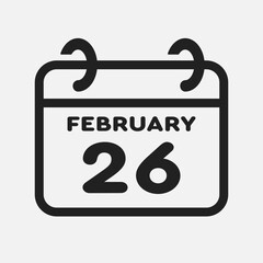Icon page calendar day - 26 February
